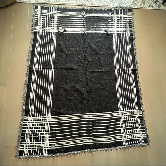 Charcoal Grey & White Wool Blanket Scarf - Picture 2 of 4